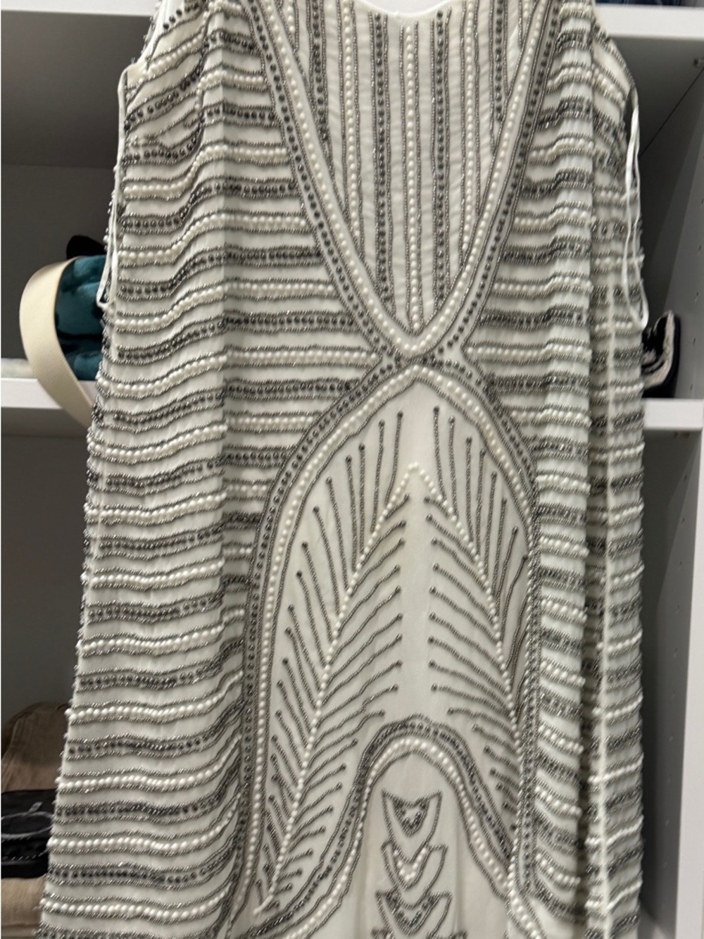 River Island Ivory and Silver Beaded Dress